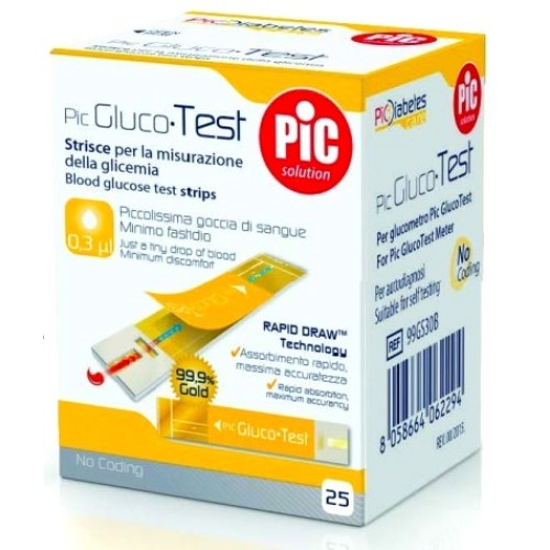 PARTSANA PIC GLUCOTEST STRISCE PER LA MISURAZIONE DELLA GLICEMIA 25 PEZZI